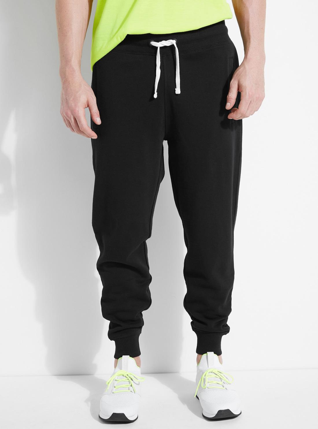 GUESS Mens Eco Black Relaxed Roy Joggers M0GQ05R44Q7 Front View
