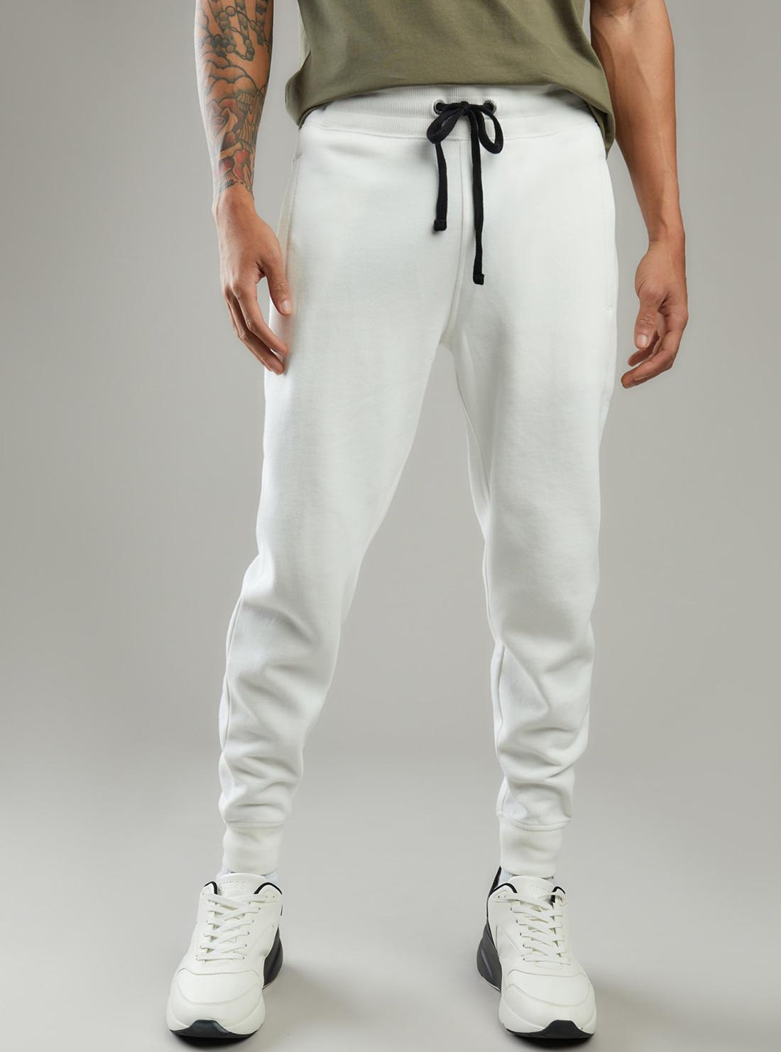 GUESS Men's Eco White Relaxed Roy Joggers M0GQ05R44Q7 Front View