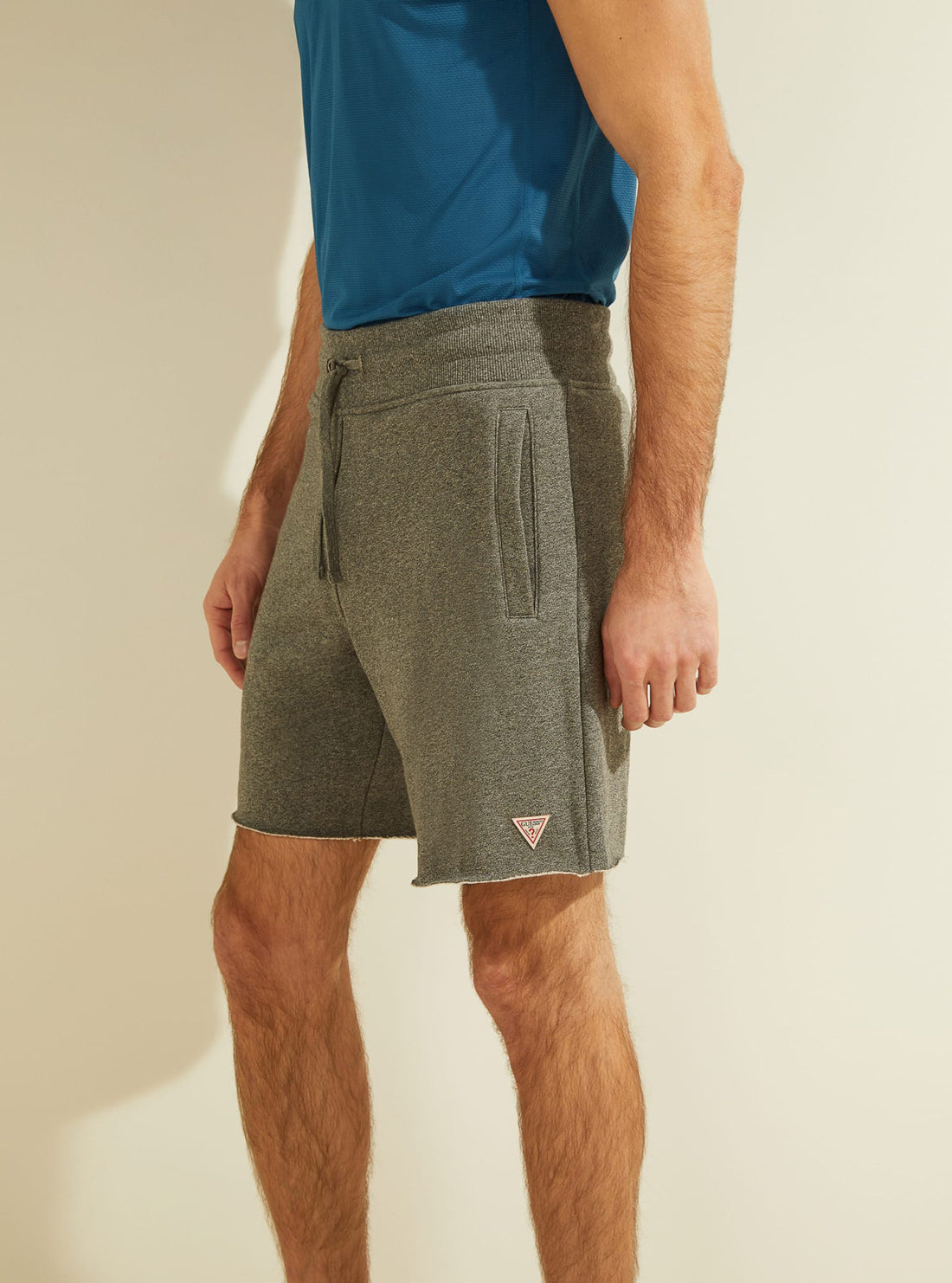 GUESS Mens Eco Grey Roy Fleece Shorts M0GQ18R44Q7 Side View