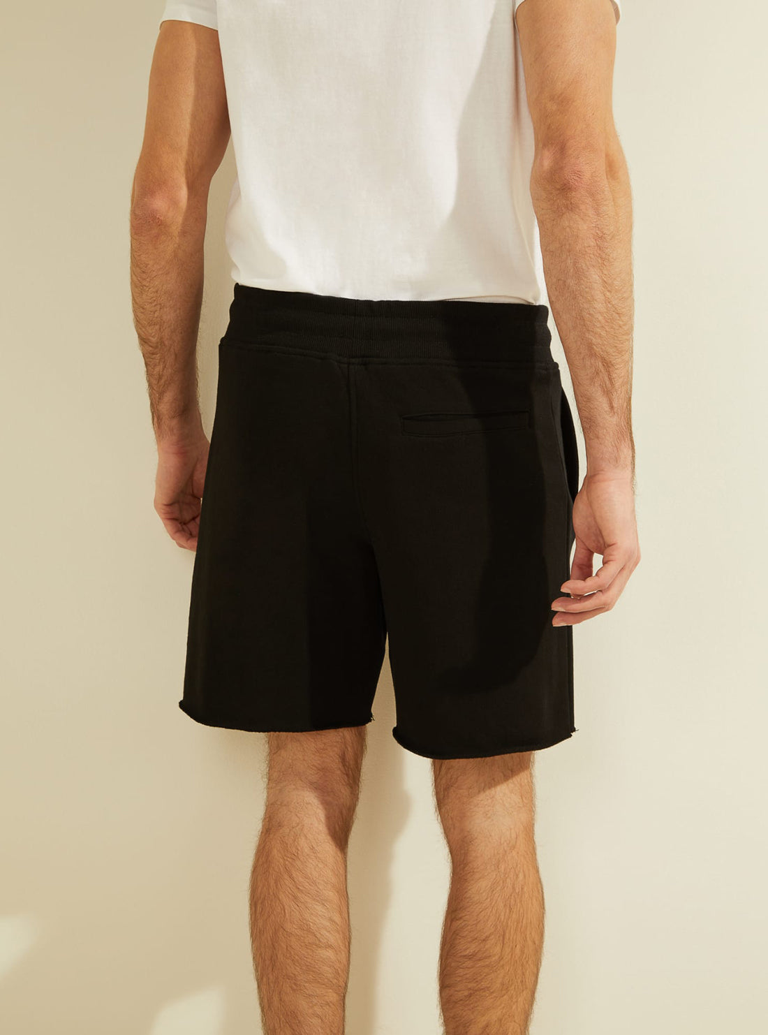 GUESS Mens Eco Black Roy Fleece Shorts    M0GQ18R44Q7 Back View