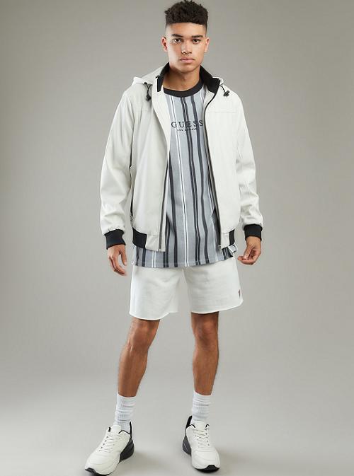 GUESS Mens Eco White Roy Fleece Shorts M0GQ18R44Q7 Full View