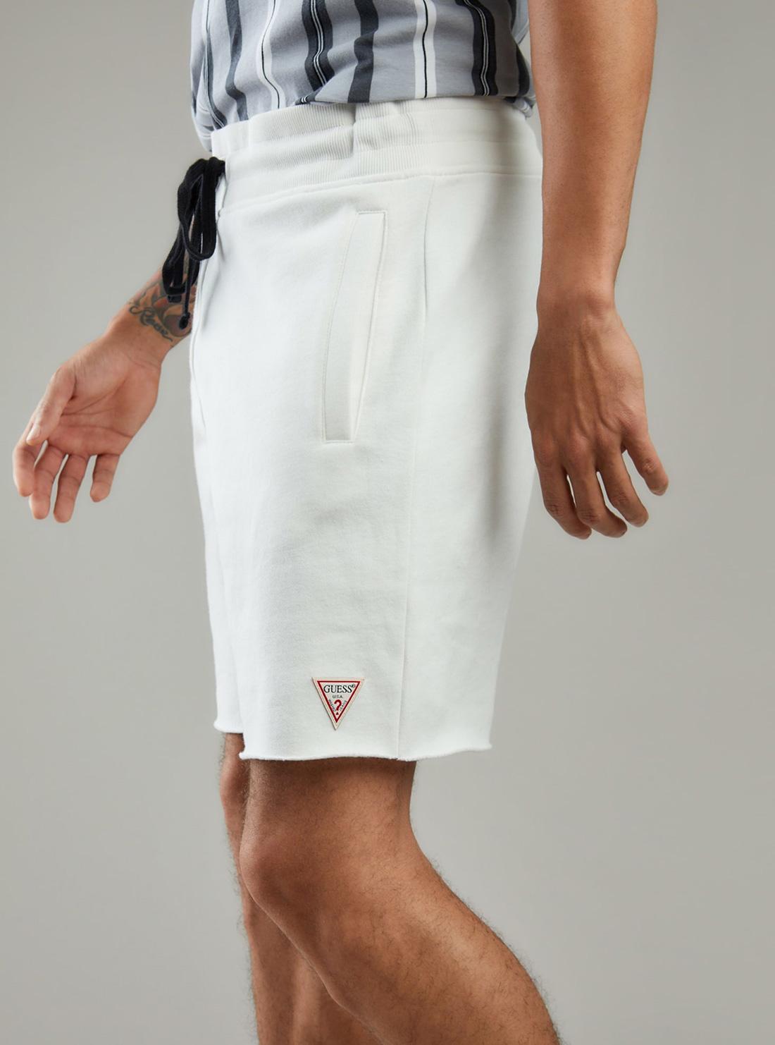 GUESS Mens Eco White Roy Fleece Shorts M0GQ18R44Q7 Side View