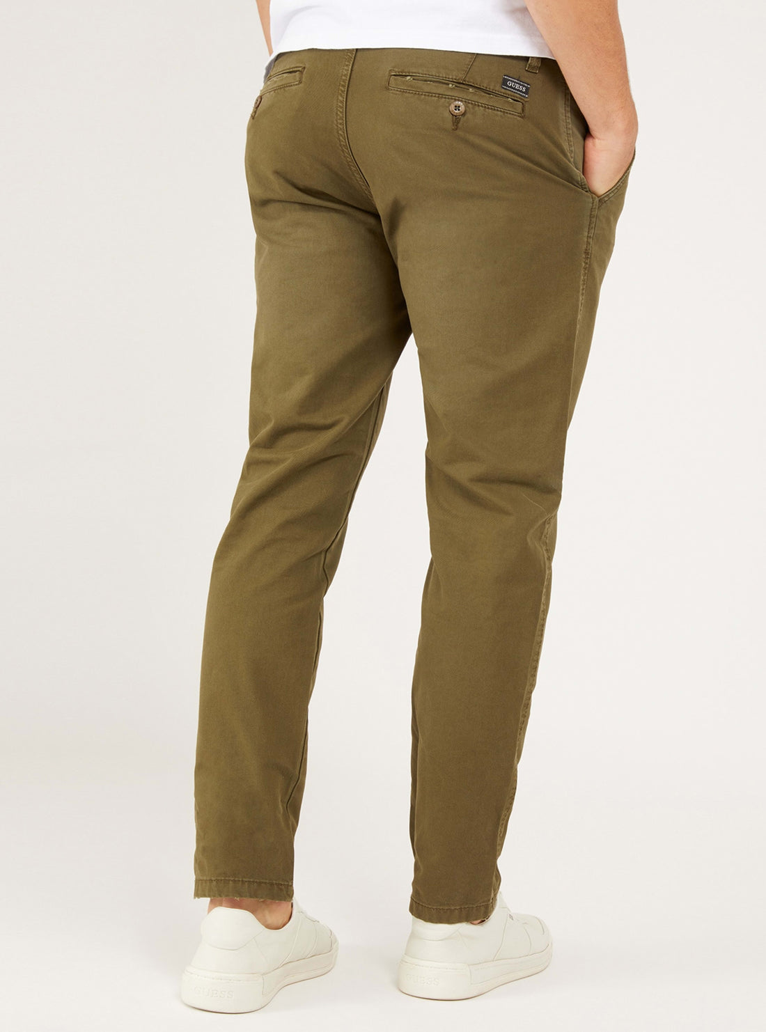 GUESS Mens Olive Green Max Mid-Rise Slim Pants M1BB55WE7L1 Back View