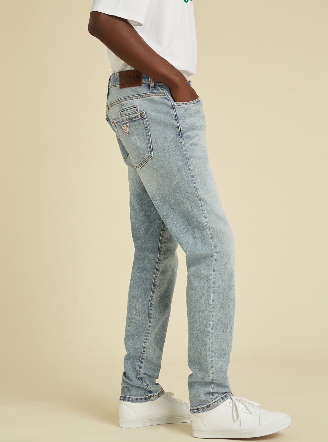 GUESS Mens GUESS Originals Mid-Rise Slim Straight Denim Jeans In Creekside Wash M1BG33D49T4 Side View