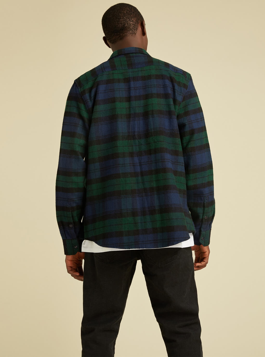 GUESS Mens GUESS Originals Green Multi Smith Plaid Shirt M1BH13W7KD0 Back View