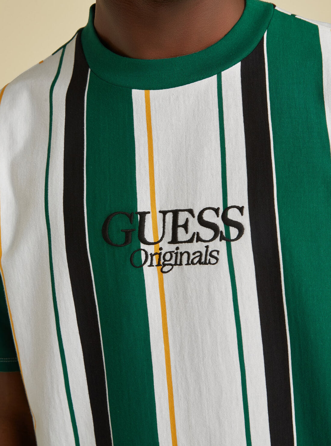 GUESS Mens GUESS Originals Green Multi Jake Striped T-Shirt M1BI02KAGP0 Detail View