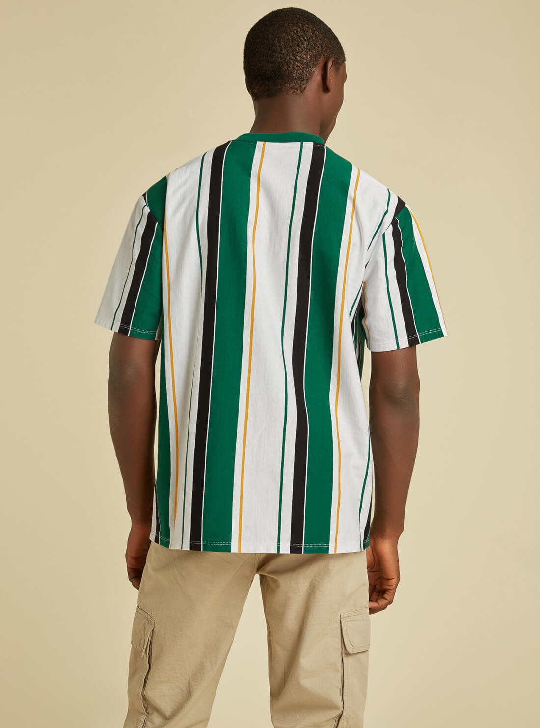 GUESS Mens GUESS Originals Green Multi Jake Striped T-Shirt M1BI02KAGP0 Back View