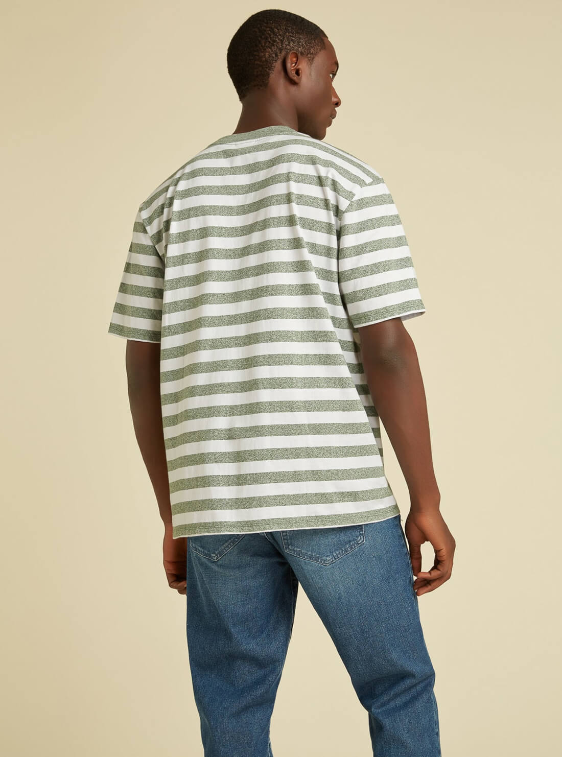 GUESS Mens GUESS Originals Green Daniel Striped T-Shirt M1BI03KAAU0 Back View
