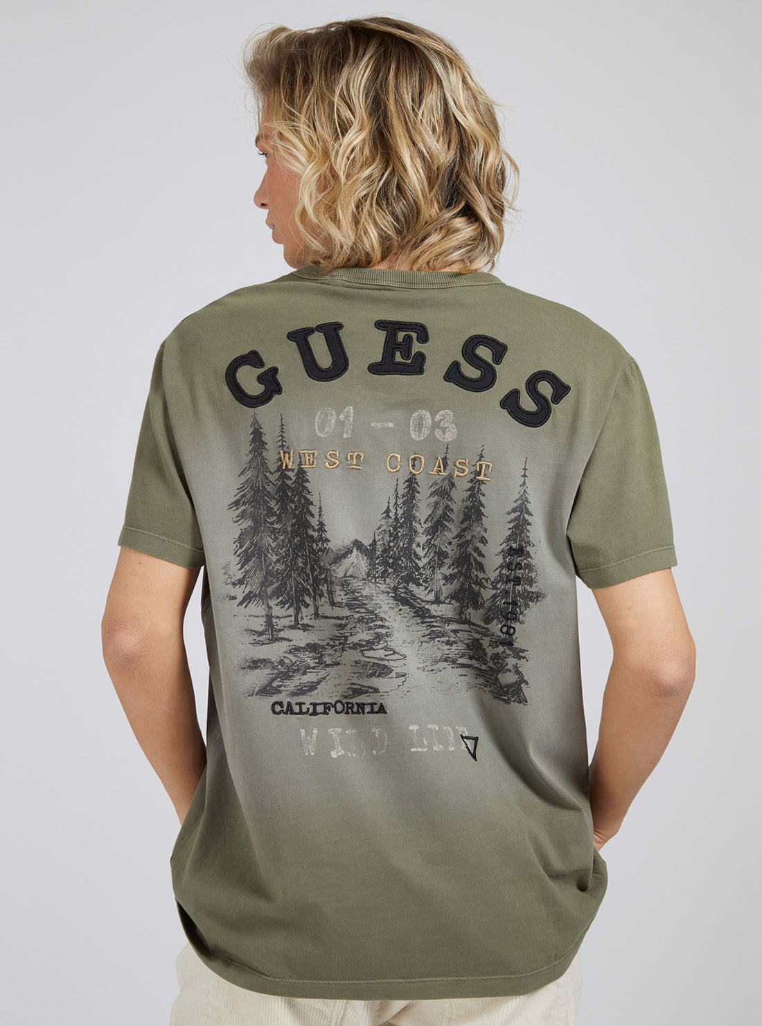 GUESS Mens Green River Trees T-Shirt M1BI16K8FQ1 Back View