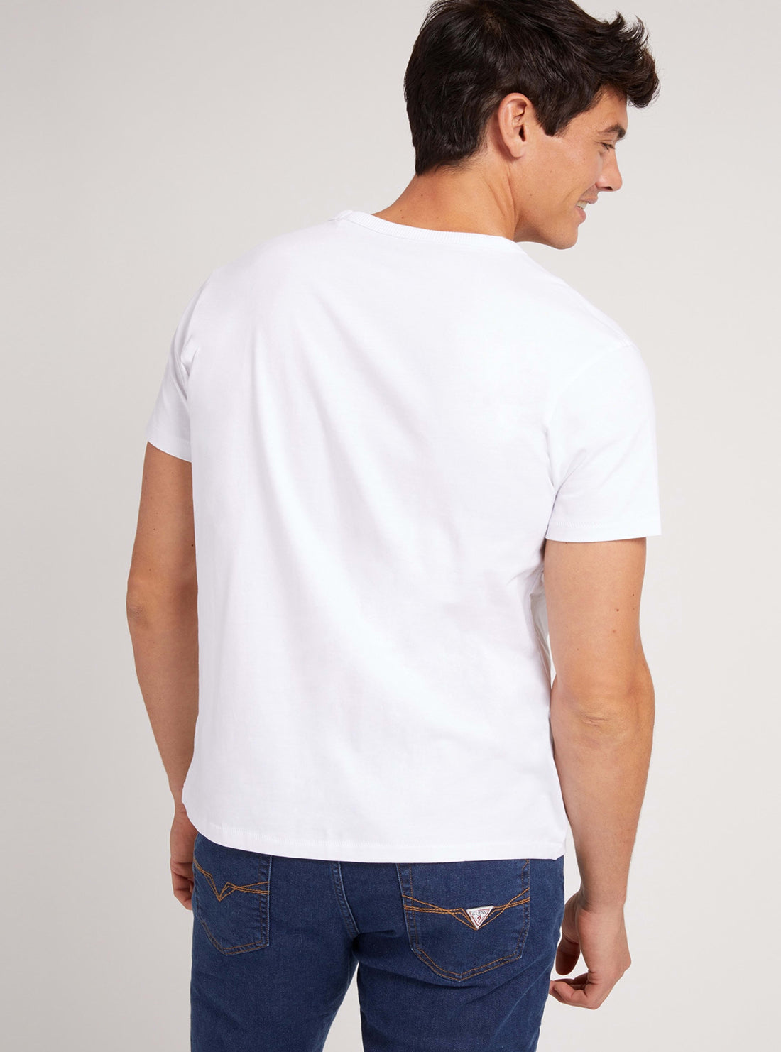 GUESS Mens White Tahoe Logo T-Shirt M1BI22K8FQ1 Back View