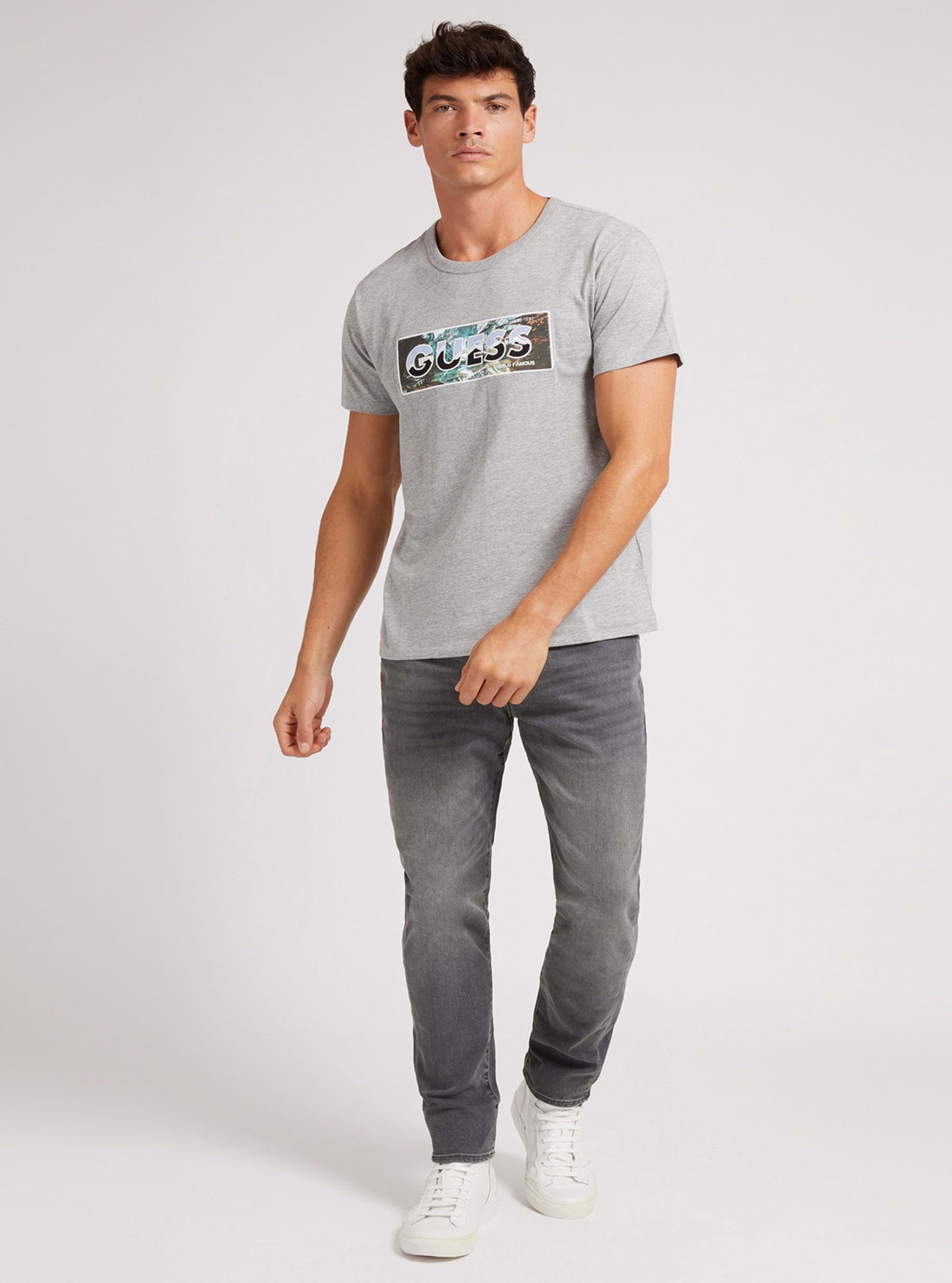 GUESS Mens Grey Tahoe Logo T-Shirt M1BI22K8FQ1 Full View