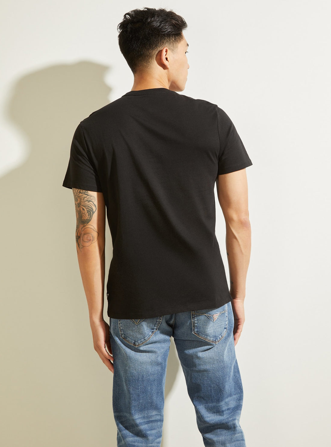 GUESS Mens Eco Black LA Scenic T-Shirt M1BI34KARC9 Back View