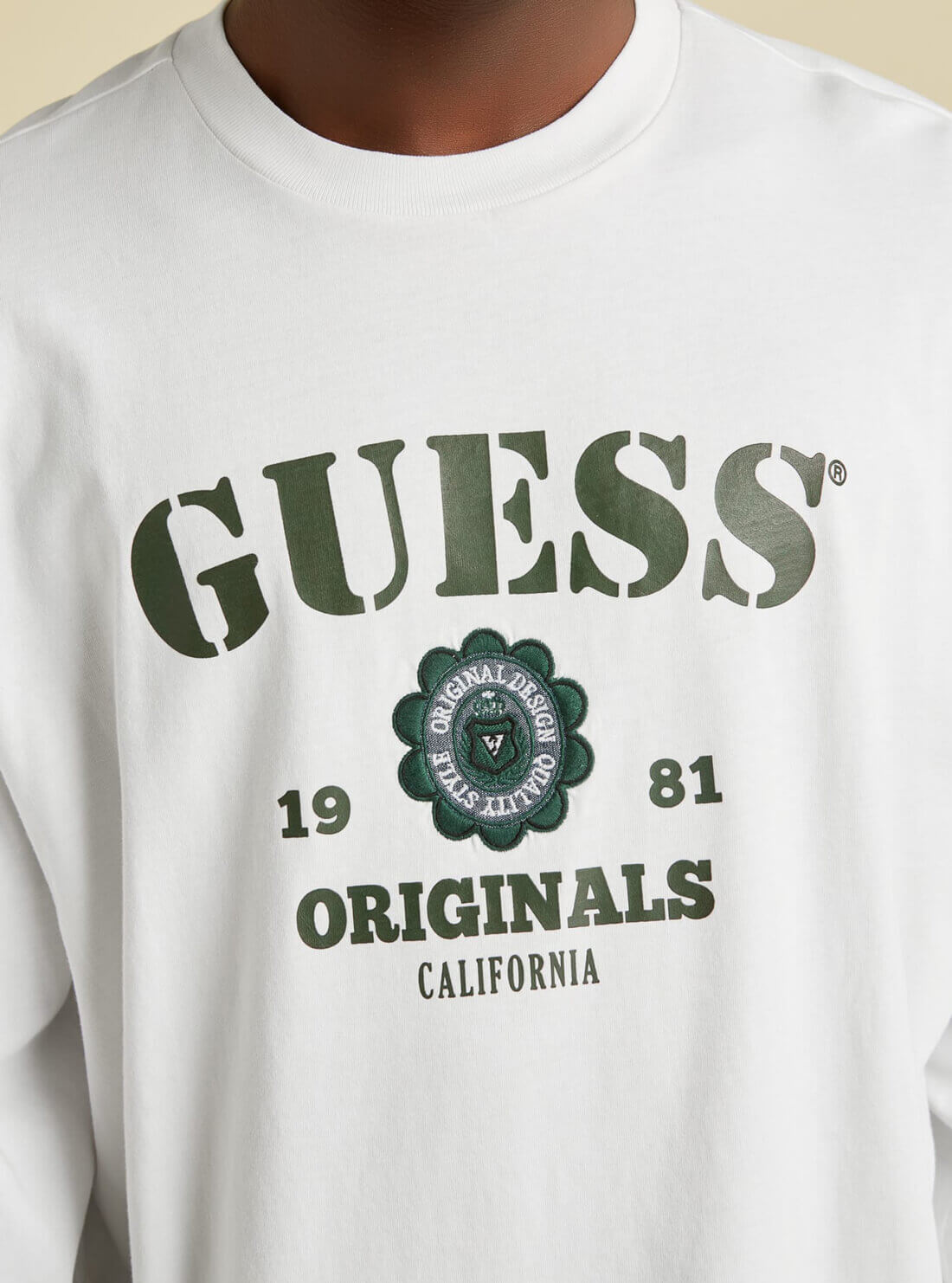 GUESS Mens GUESS Originals White Don Logo T-Shirt M1BI39KAGP0 Detail View