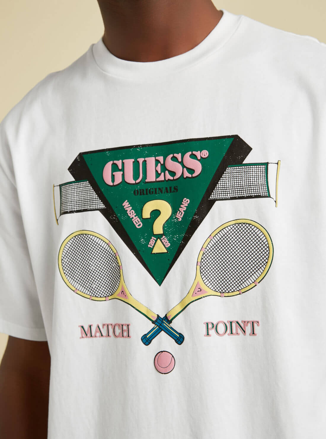 GUESS Mens GUESS Originals White Jimmy T-Shirt M1BI40KAGP0 Detail View