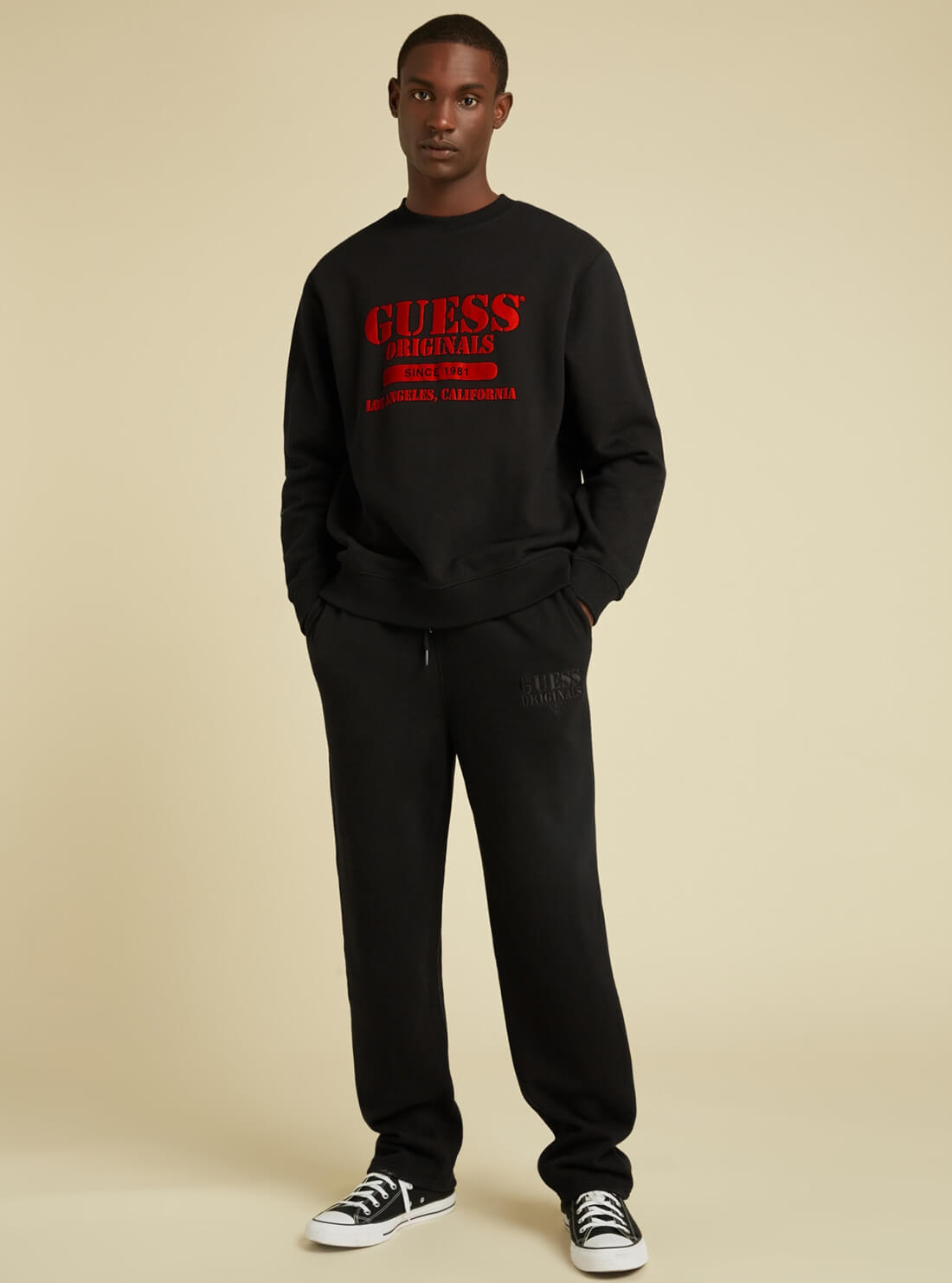 GUESS Mens GUESS Originals Kit Black Smith Jumper M1BQ14KA1B0 Model Full View