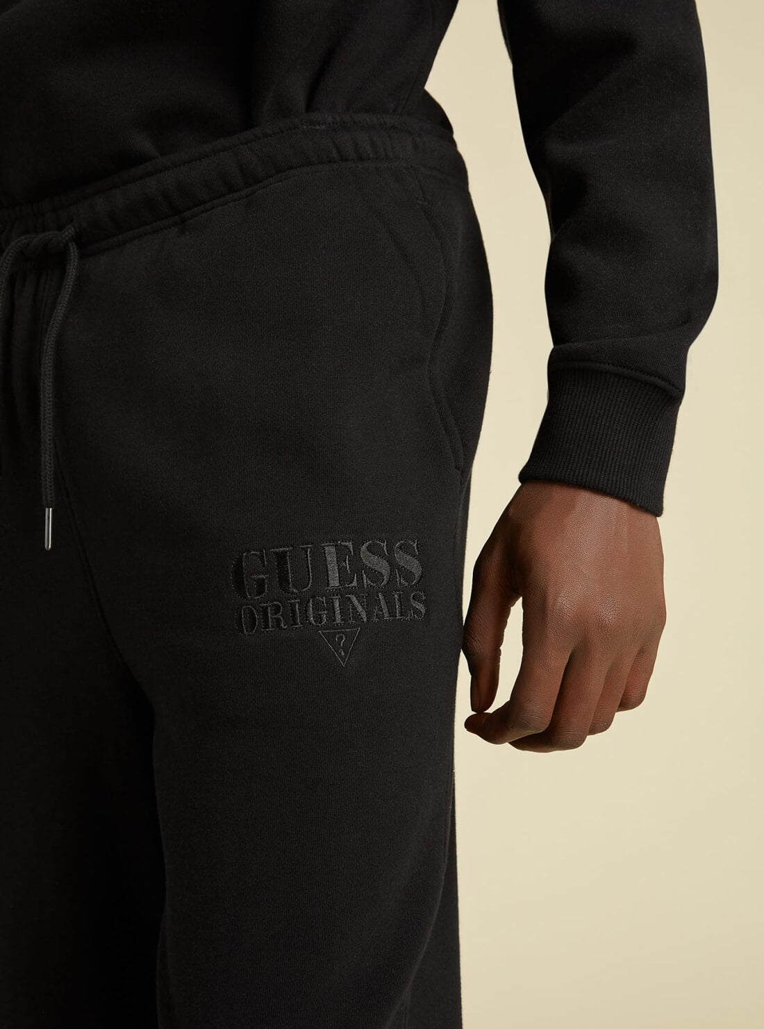 GUESS Mens GUESS Originals Black Shawn Kit Mens Jogger Pants M1BQ15KA1B0 Detail View