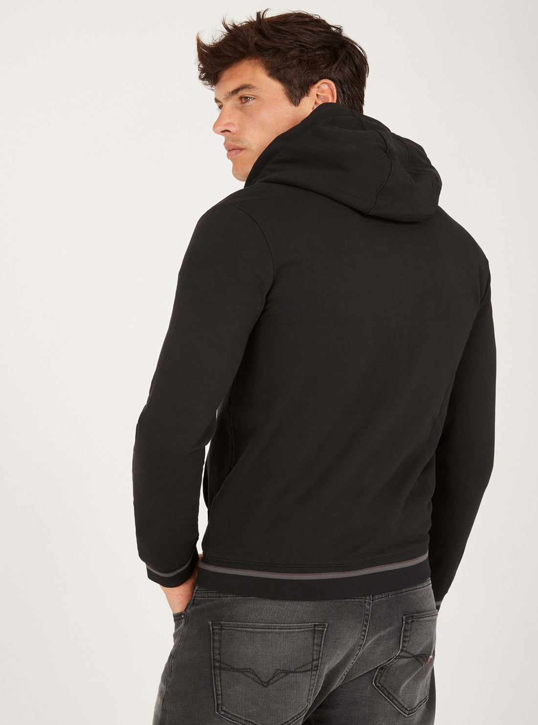 GUESS Mens Black Brooks Fleece Jacket M1BQ48K7ON1 Back View