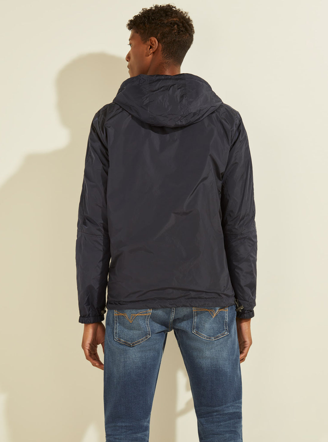 GUESS Mens Eco Black Logo Reversible Hoodie Jacket M1GL48WDU52 Back View