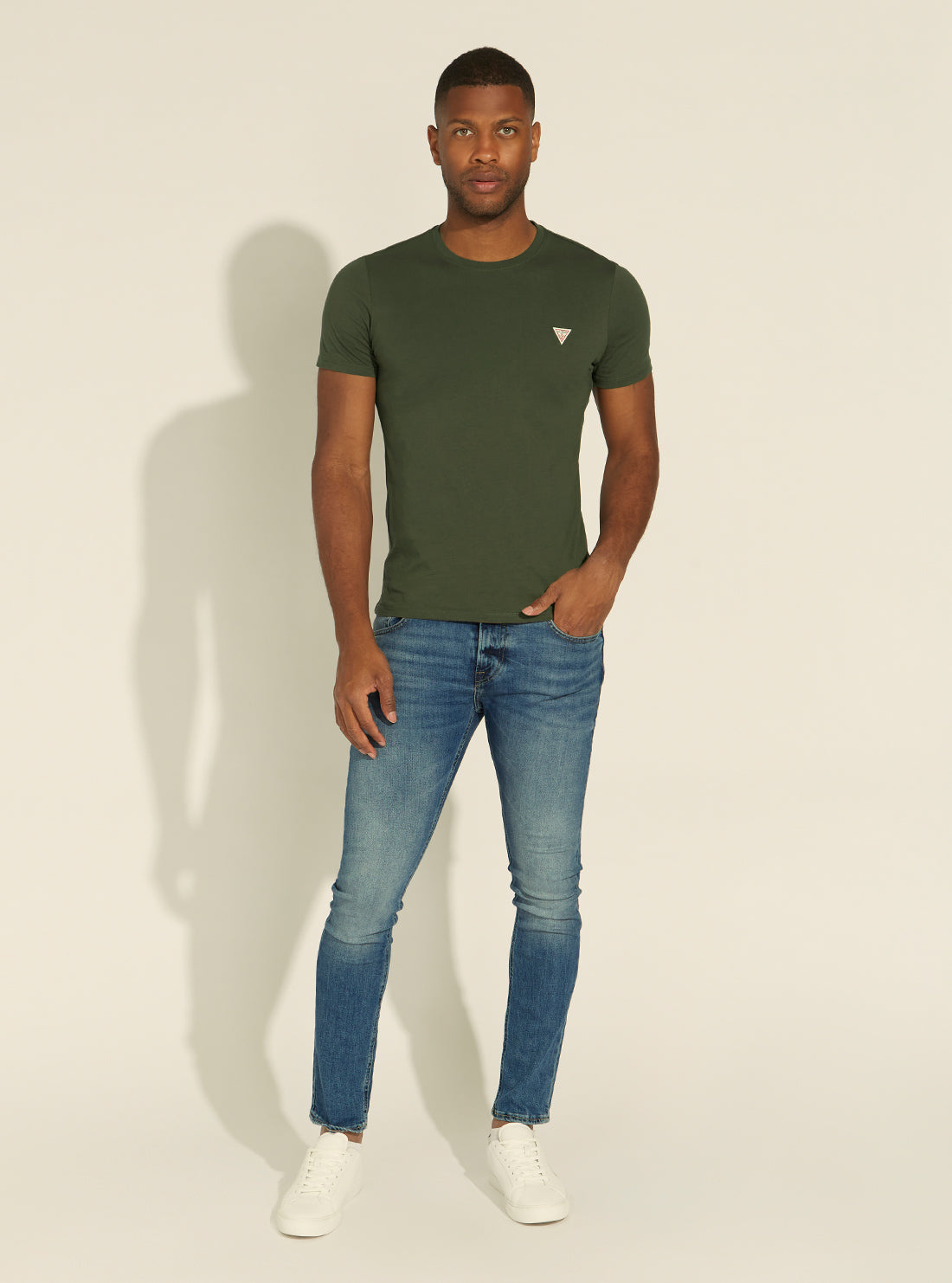 GUESS Mens Olive Slim Fit Logo T-Shirt M1RI36I3Z11 Full View