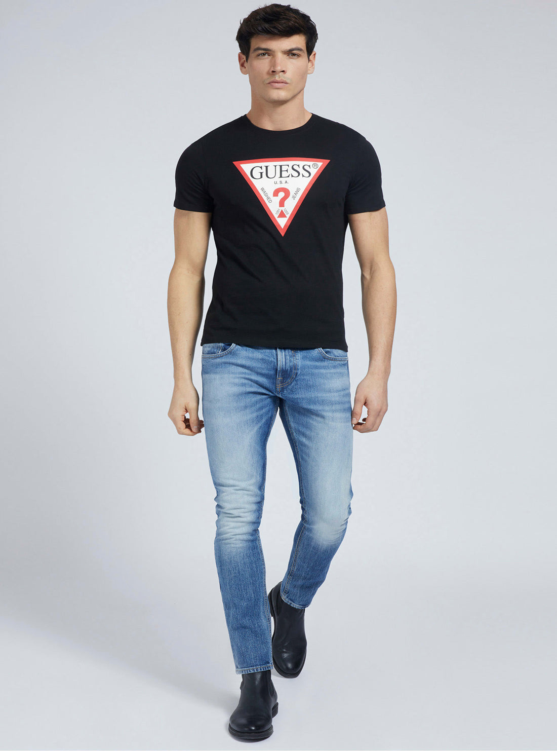 GUESS Mens Eco Black Original Logo T-Shirt    M1RI71I3Z11 Full View