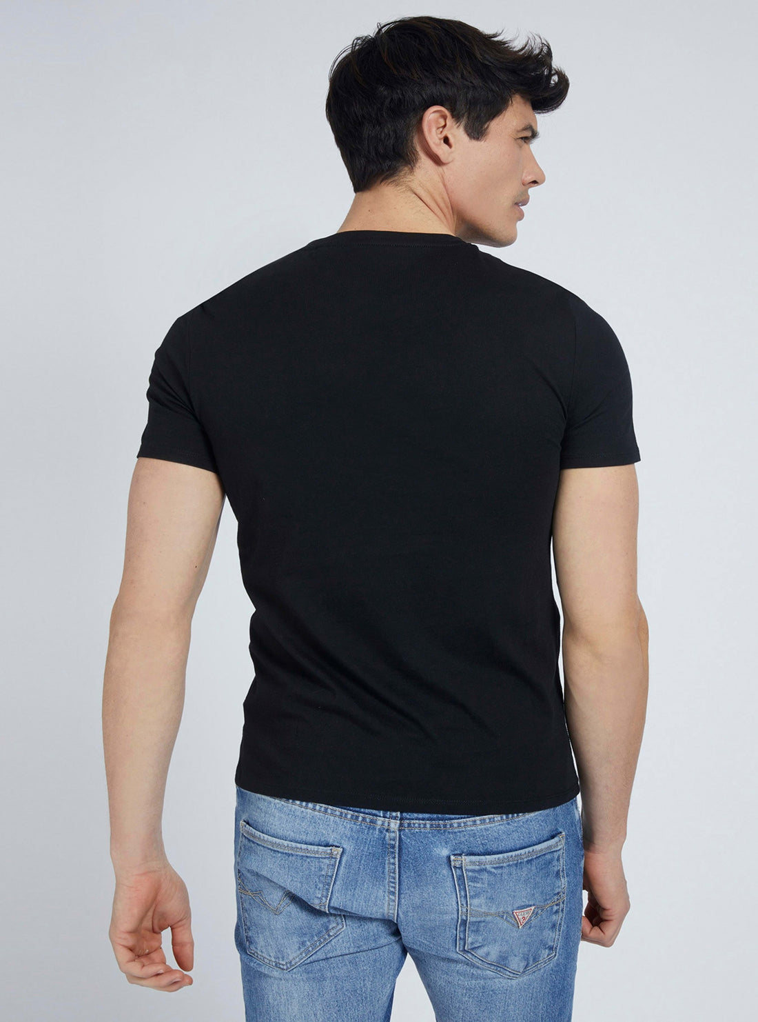 GUESS Mens Eco Black Original Logo T-Shirt    M1RI71I3Z11 Back View
