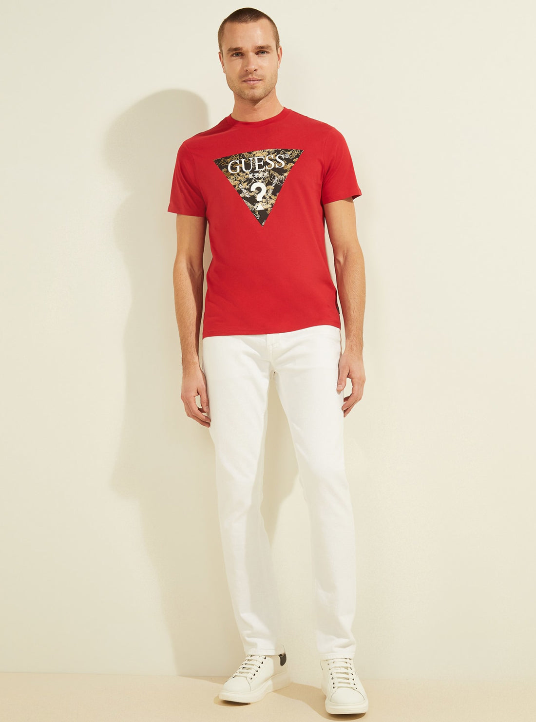 GUESS Mens Red Chinese New Year Tiger Logo T-Shirt    M2RI31K8HA1 Full View