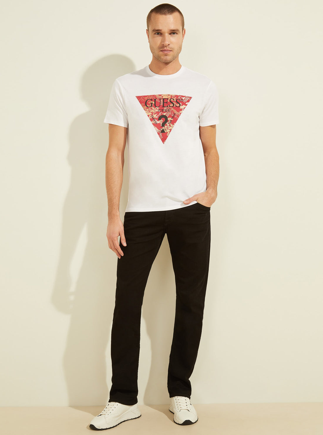 GUESS Mens White Chinese New Year Tiger Logo T-Shirt M2RI31K8HA1 Full View