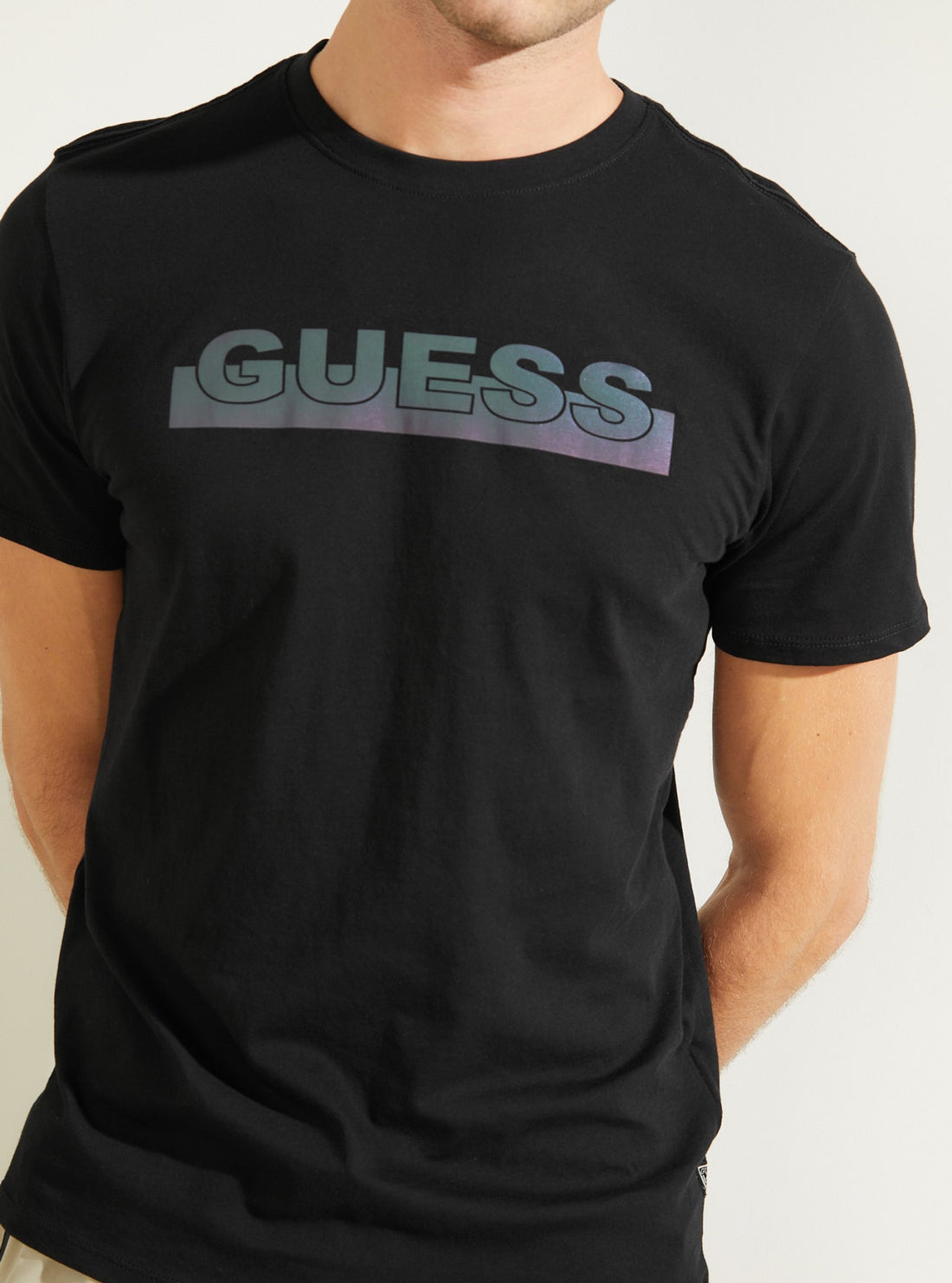 GUESS Mens Black Apex Basic T-Shirt    MBBI40KAVR0 Detail View