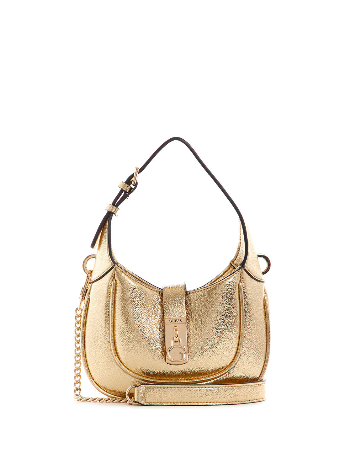 GUESS Womens  Gold Maimie Mini Hobo Bag MG840977 Front View