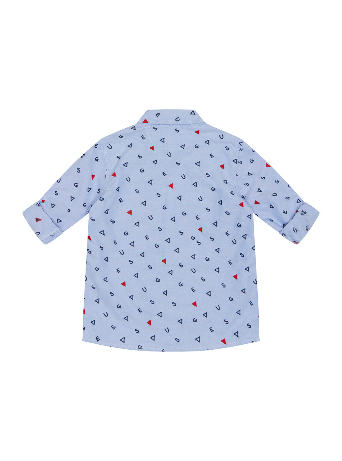 GUESS Little Boys Blue Polka Dot Long Sleeve Oxford Shirt (2-7) N1BH03W9CL0 Back View