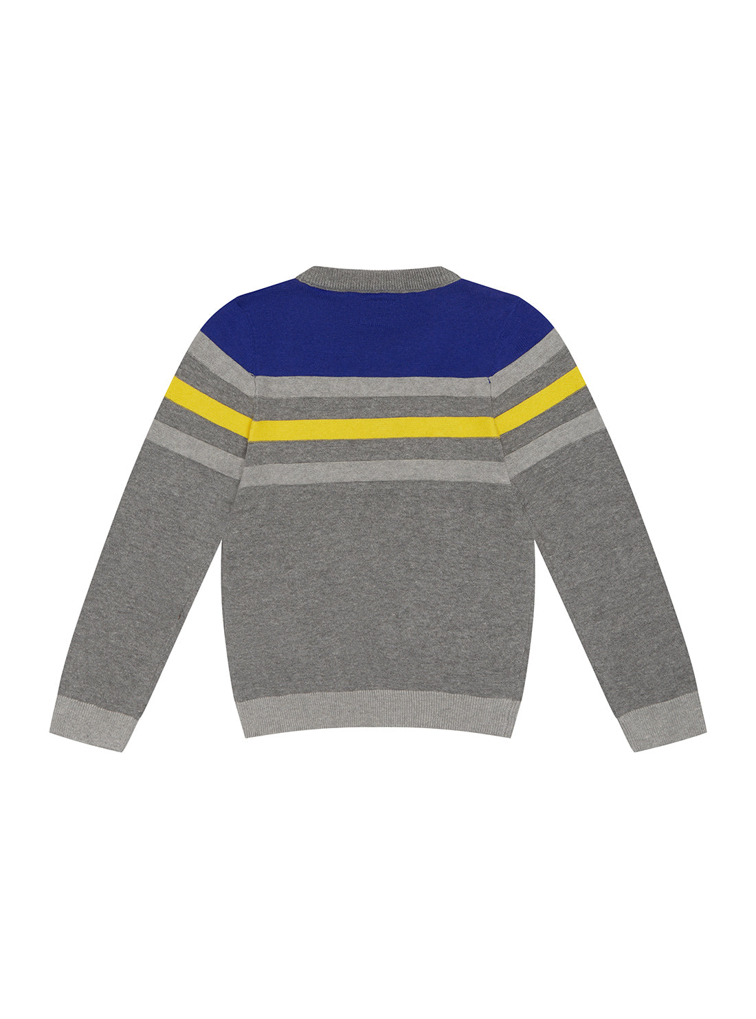 GUESS Little Boys Grey Multi Varsity Striped Logo Sweater Top (2-7) N1BR00Z2NN0 Back View