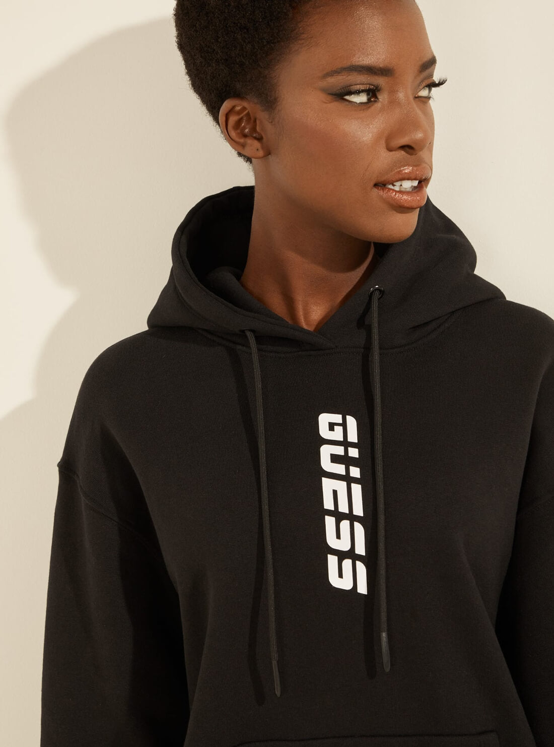 GUESS Womens  Eco Black Alisha Active Hoodie Jumper O1BA00K9V31 Detail View