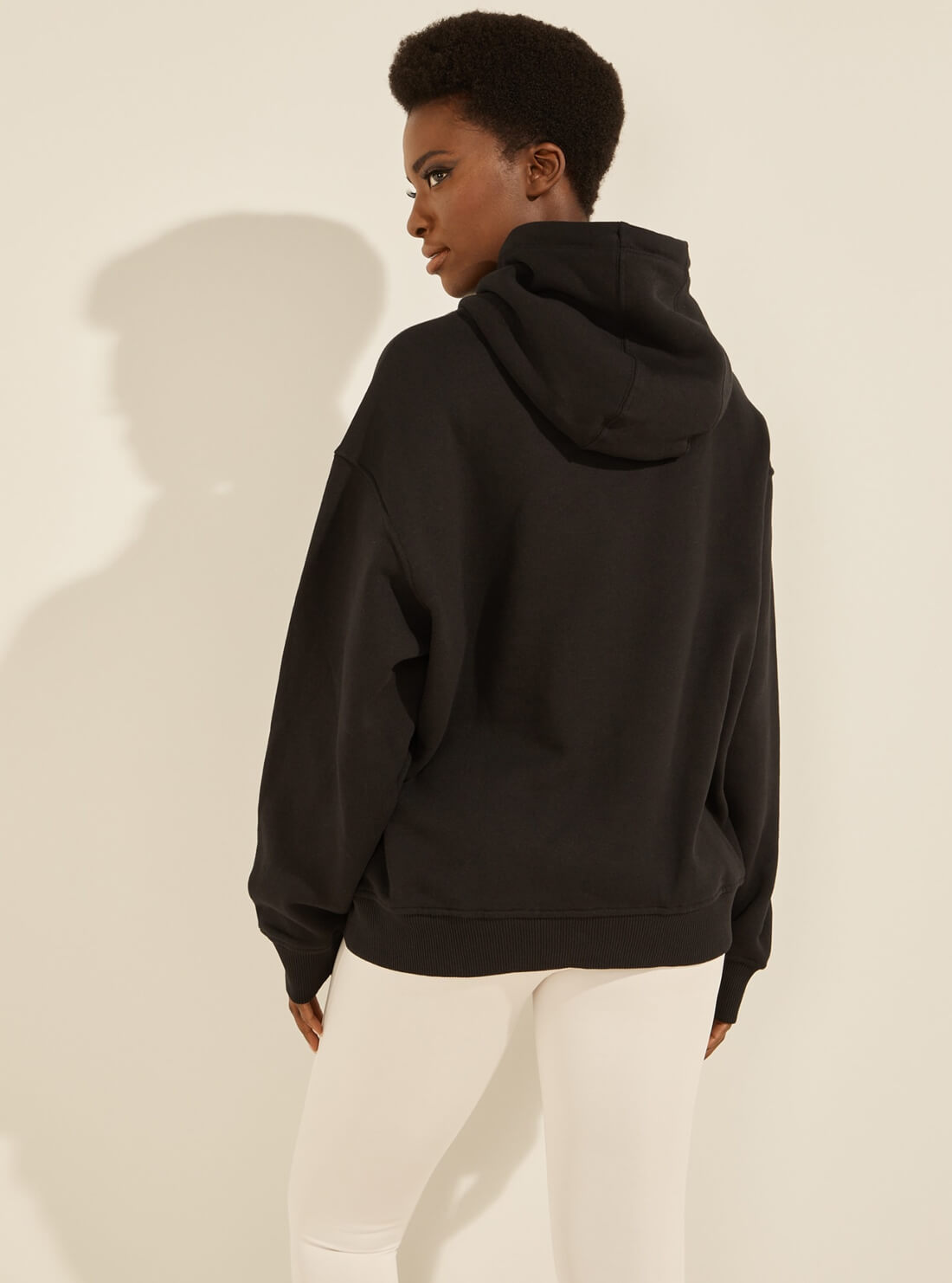 GUESS Womens  Eco Black Alisha Active Hoodie Jumper O1BA00K9V31 Back View
