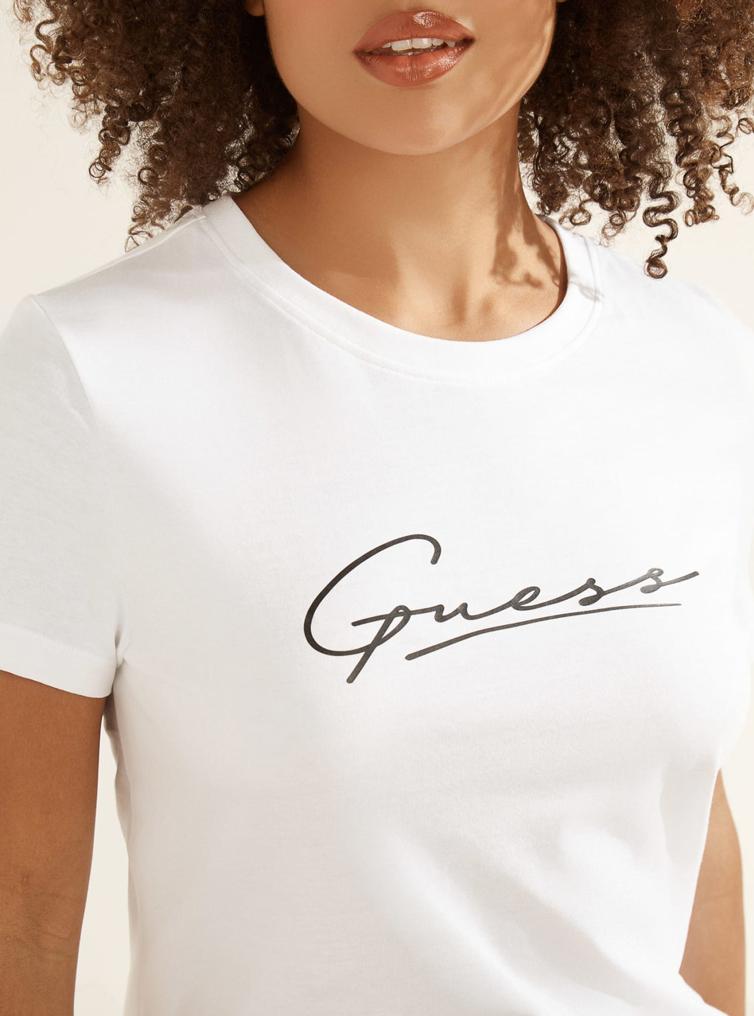 GUESS Womens  Eco White Amelia Logo T-Shirt O1BA08K8HM0 Detail View