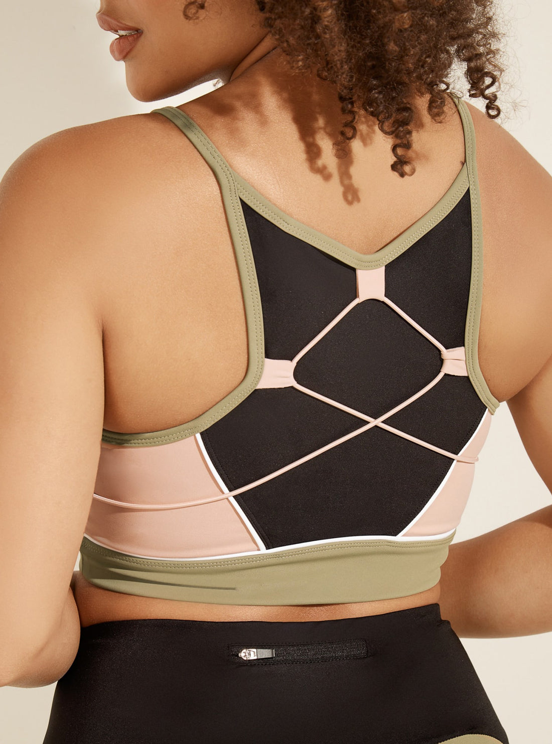 GUESS Womens  Khaki Multi Dixie Active Bra O1BA59MC049 Back View