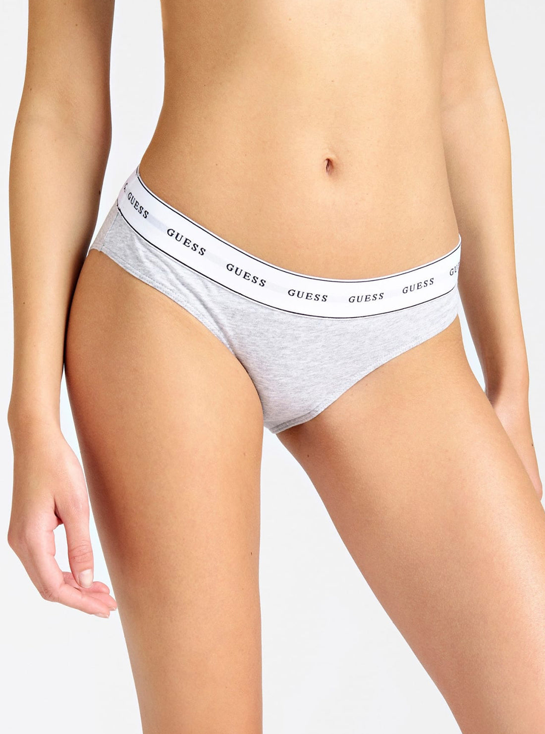 GUESS Womens  Grey Mid-Rise Logo Briefs O97E02JR04P Front Detail View