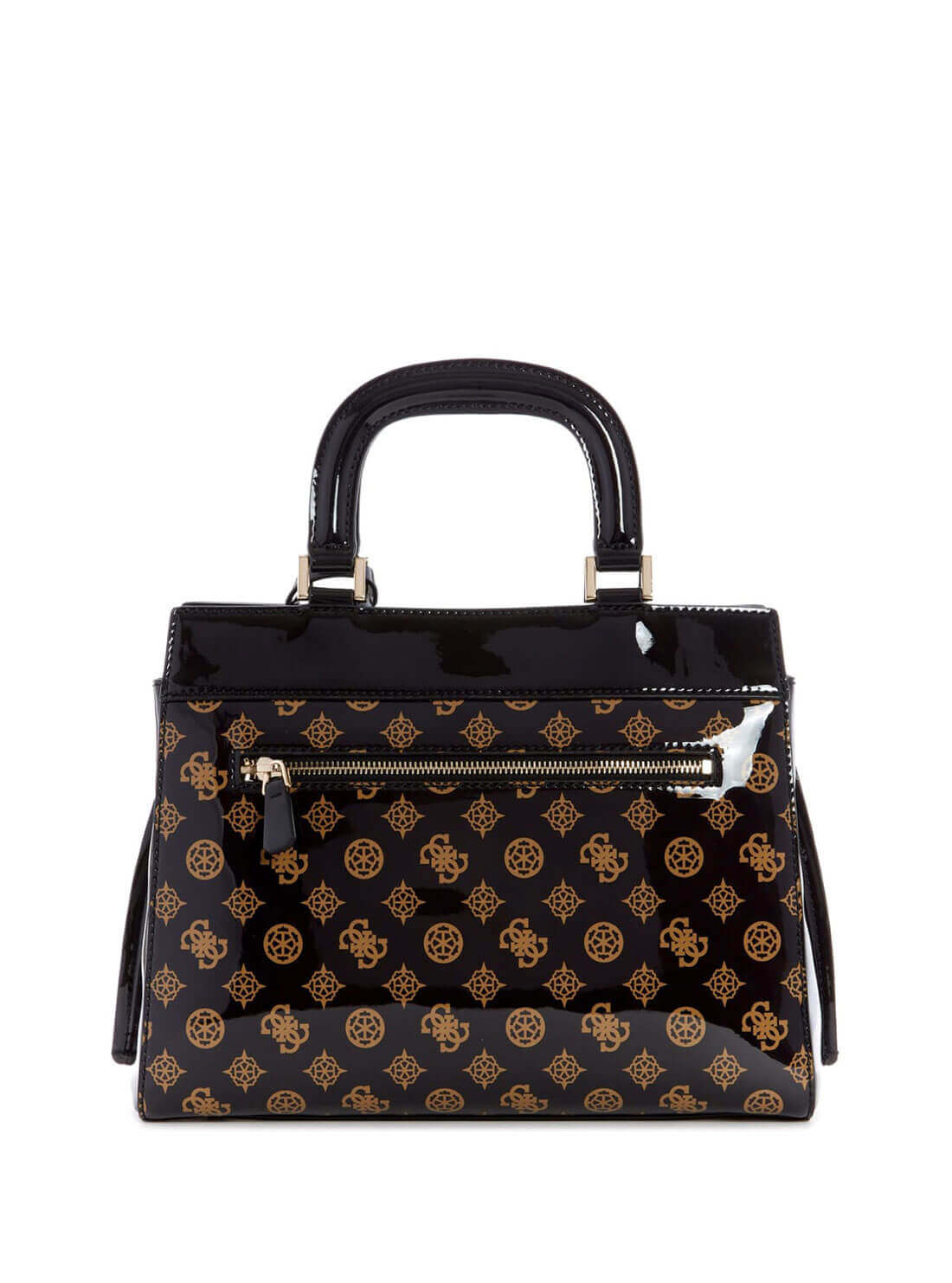 GUESS Womens  Black Brown Katey Quattro G Luxury Satchel PG787028 Back View