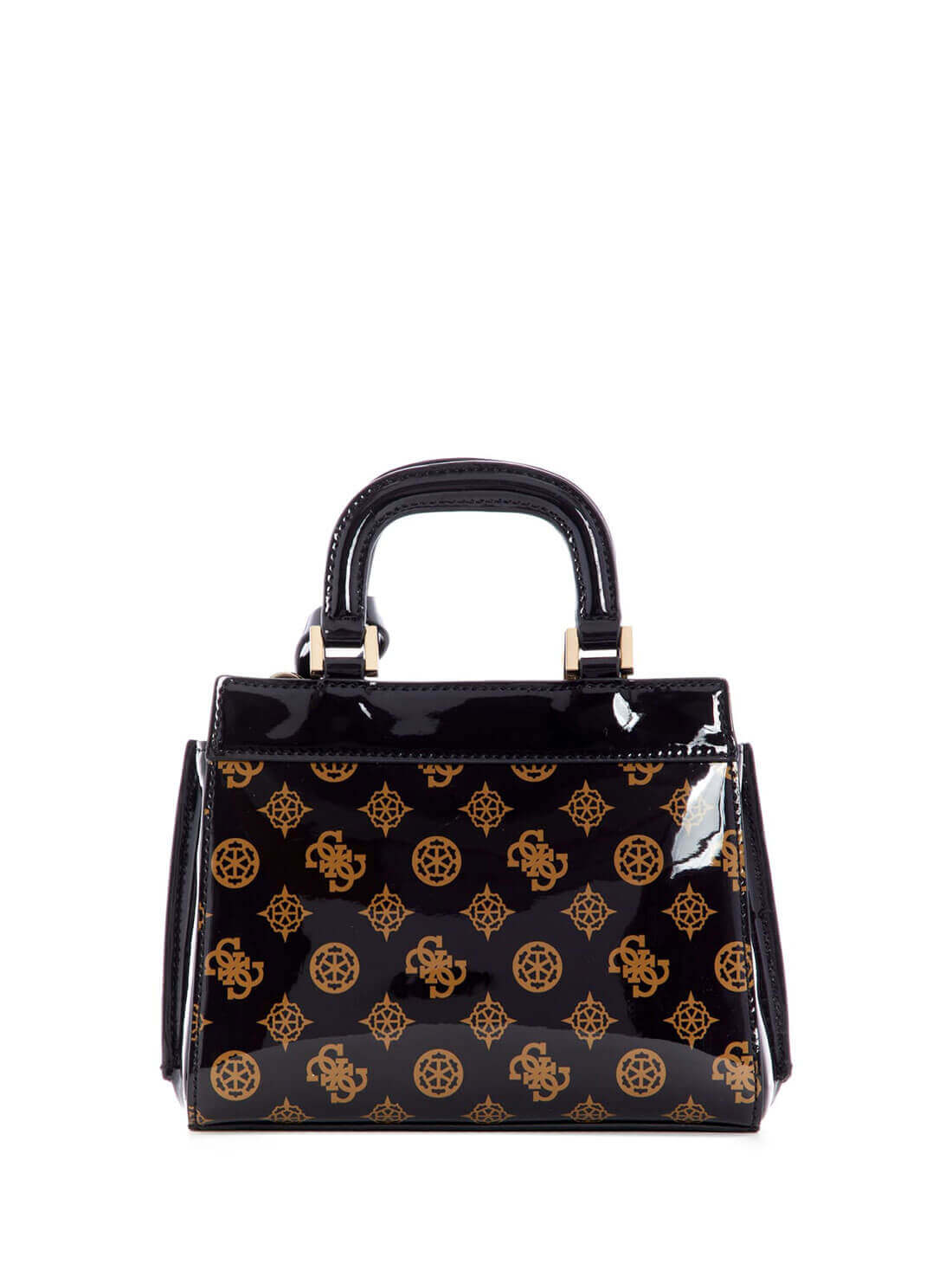GUESS Womens  Black Brown Katey Quattro G Mini Satchel PG787076 Back View