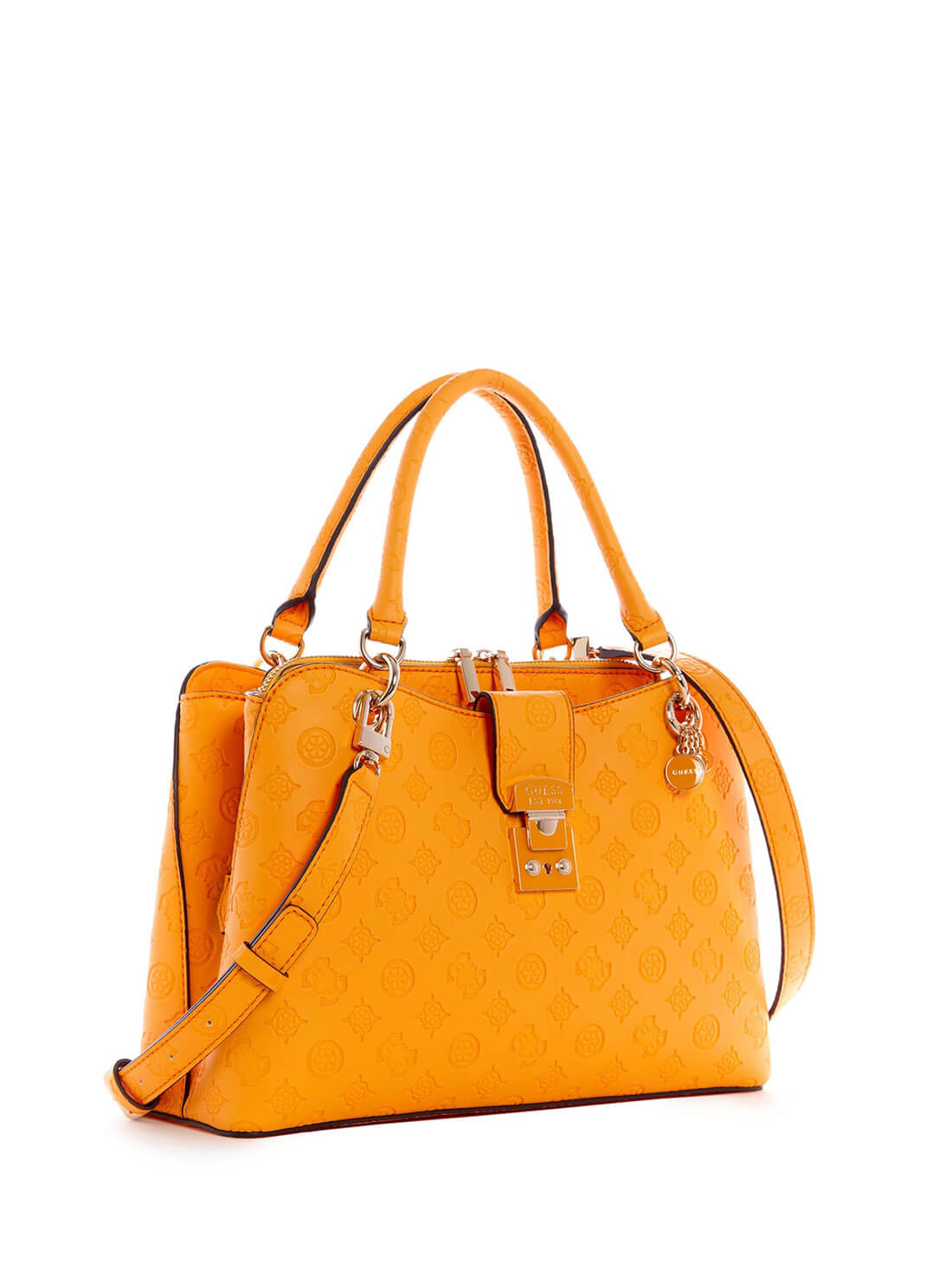 GUESS Womens  Orange Carlson Girlfriend Satchel PG839806 Front Side View