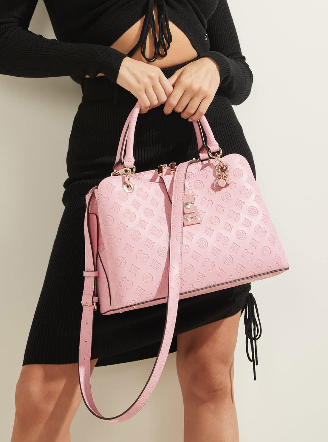 GUESS Womens  Pink Carlson Girlfriend Satchel PG839806 Lifestyle View