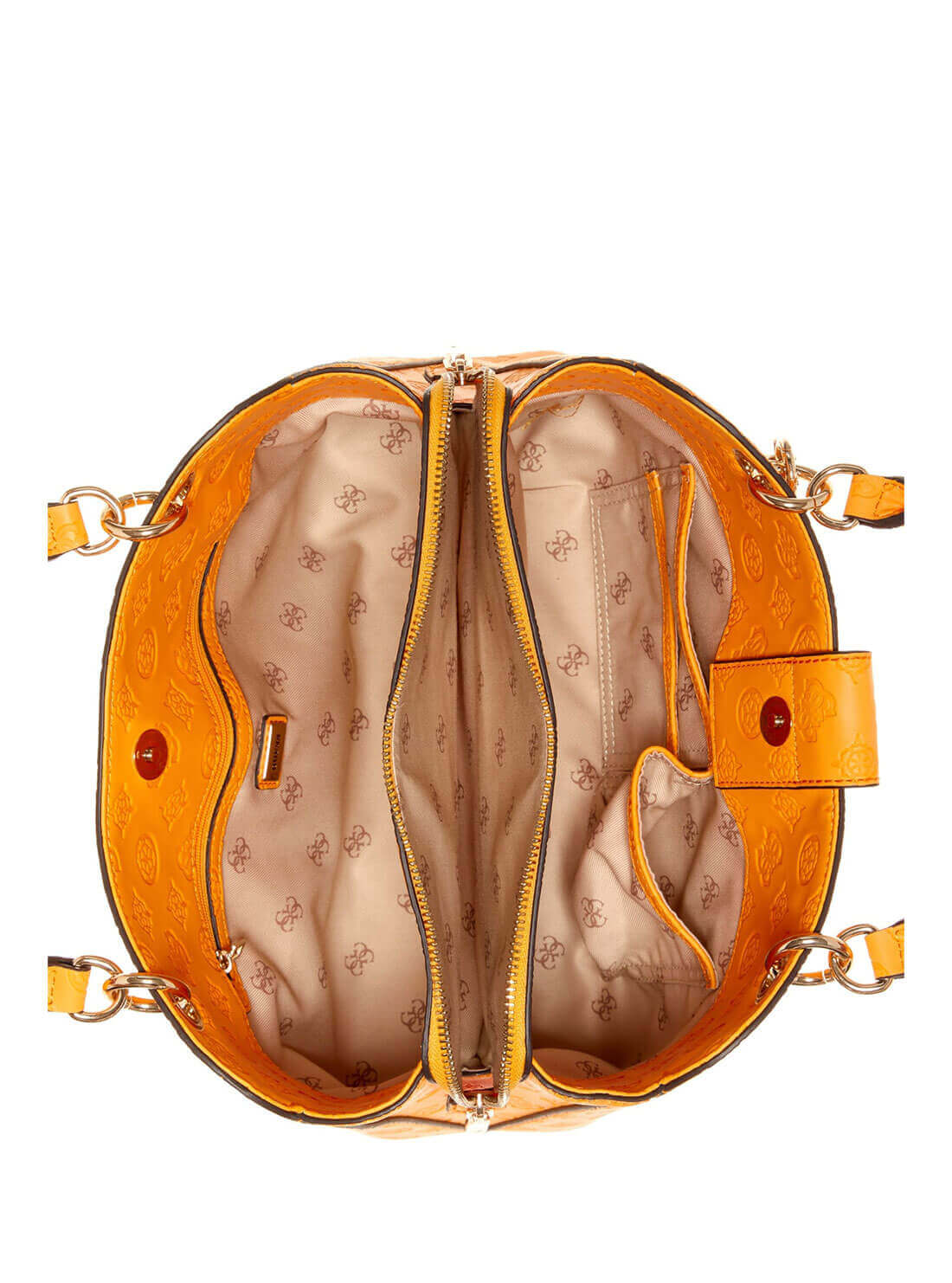 GUESS Womens  Orange Carlson Girlfriend Satchel PG839806 Inside View
