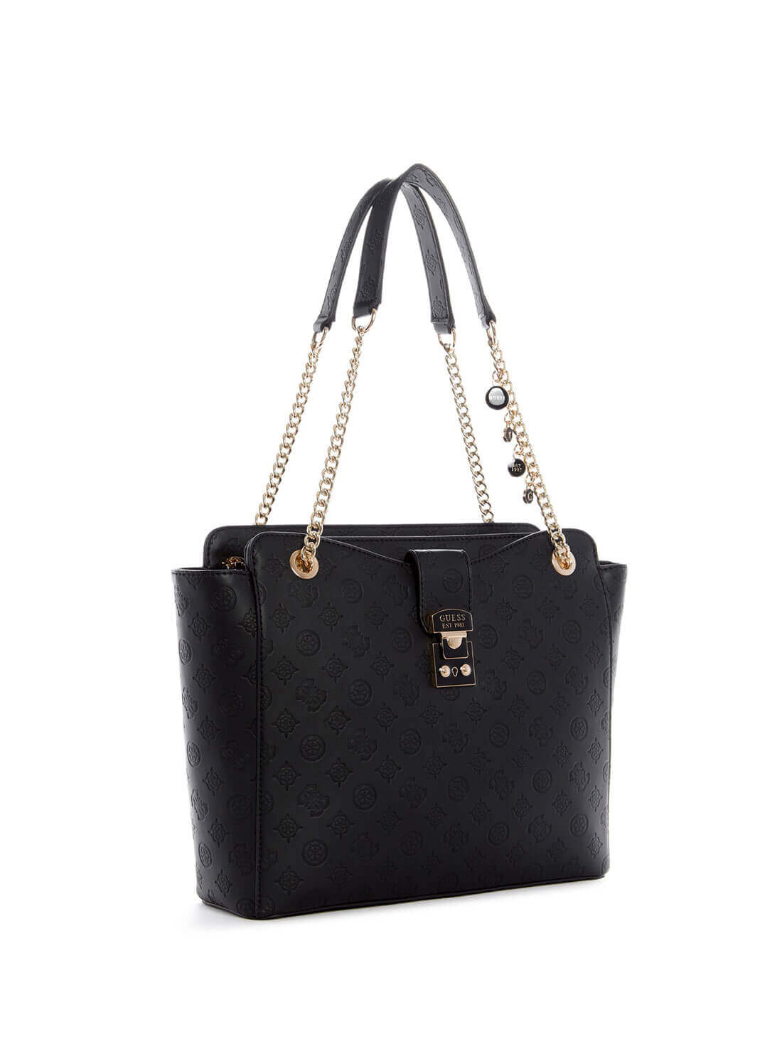 GUESS Womens  Black Carlson Society Carryall Satchel PG839823 Front Side View