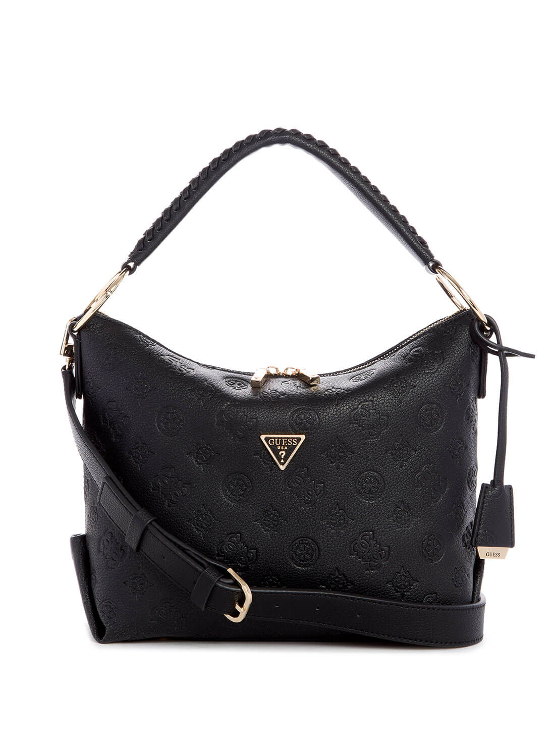 GUESS Womens  Black Peony Helaina Hobo Bag PG840302 Front View