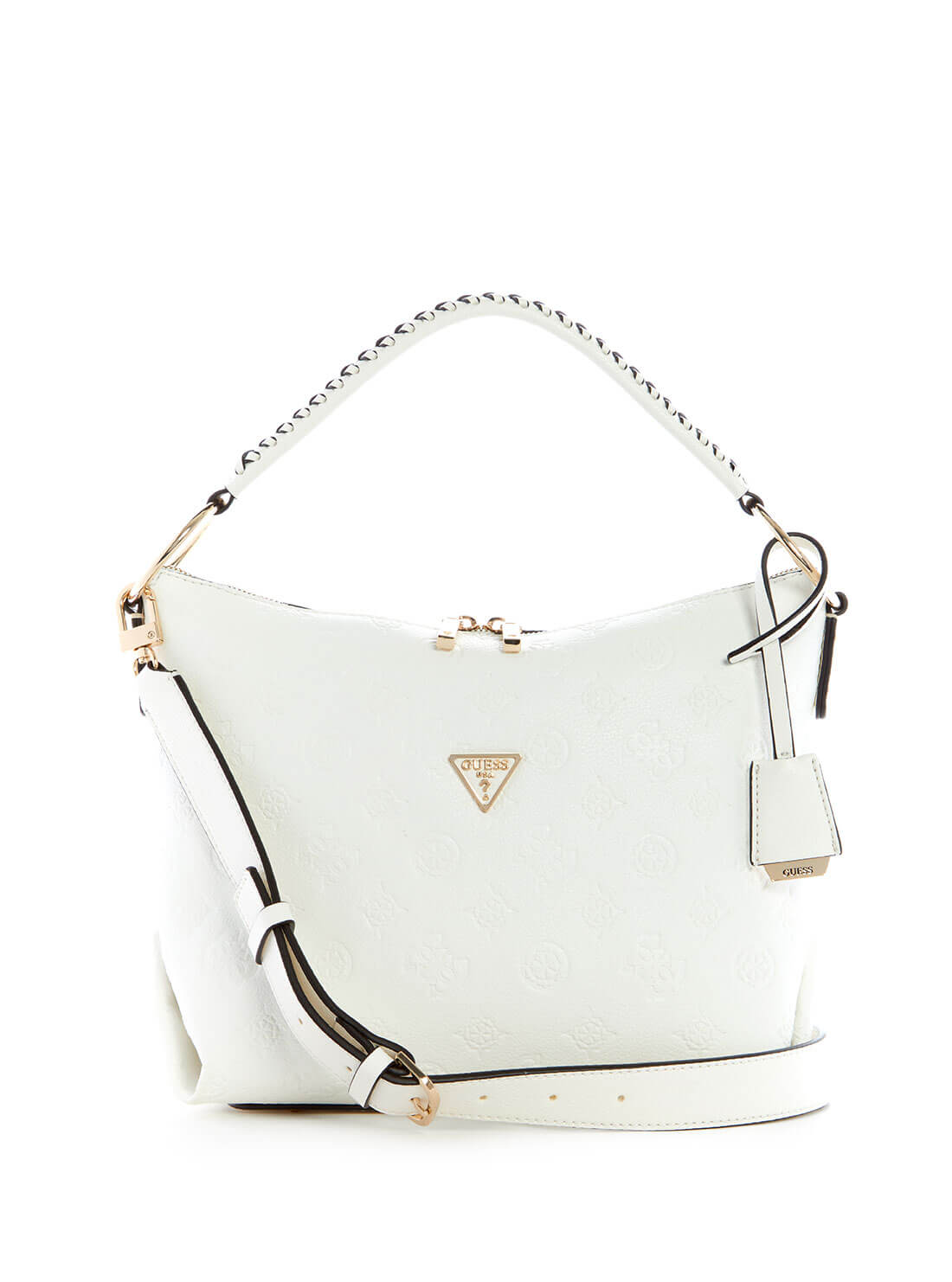 GUESS Womens  White Peony Helaina Hobo Bag PG840302 Front View