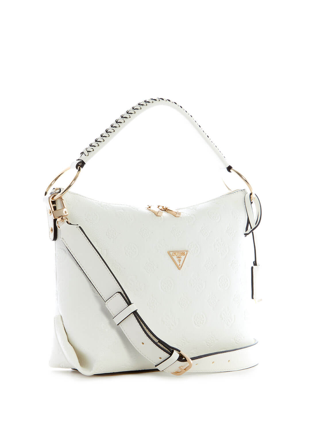 GUESS Womens  White Peony Helaina Hobo Bag PG840302 Front Side View
