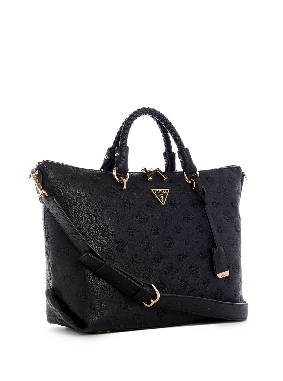 GUESS Womens  Black Helaina Soho Satchel PG840306 Front Side View