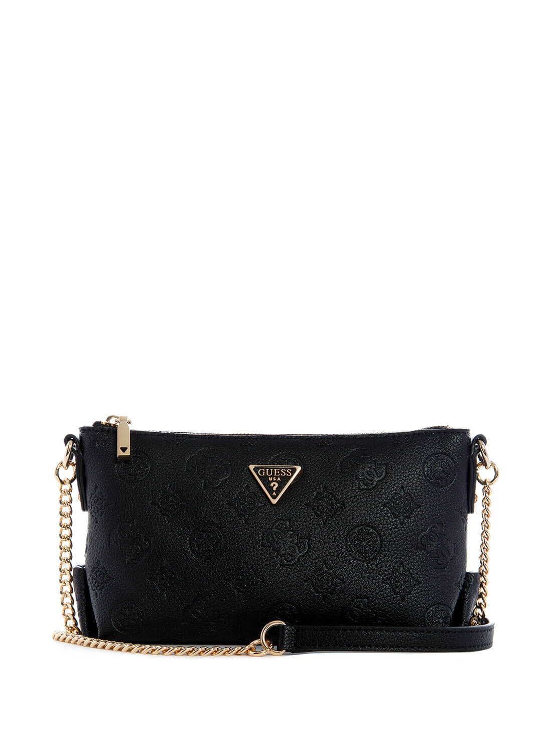 GUESS Womens  Black Helaina Mini Crossbody PG840372 Front View
