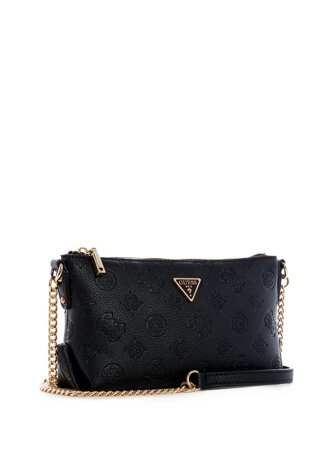 GUESS Womens  Black Helaina Mini Crossbody PG840372 Front Side View