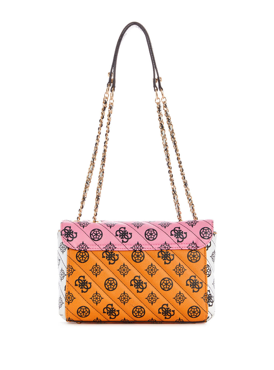 GUESS Womens  Pink Multi Quilted Always Convertible Crossbody Satchel PG842521 Back 'View