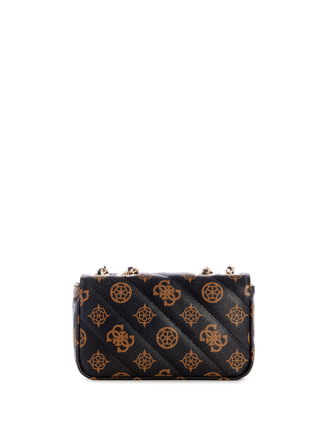 GUESS Womens  Black Brown Quilted Always Mini Crossbody Bag PG842578 Back View